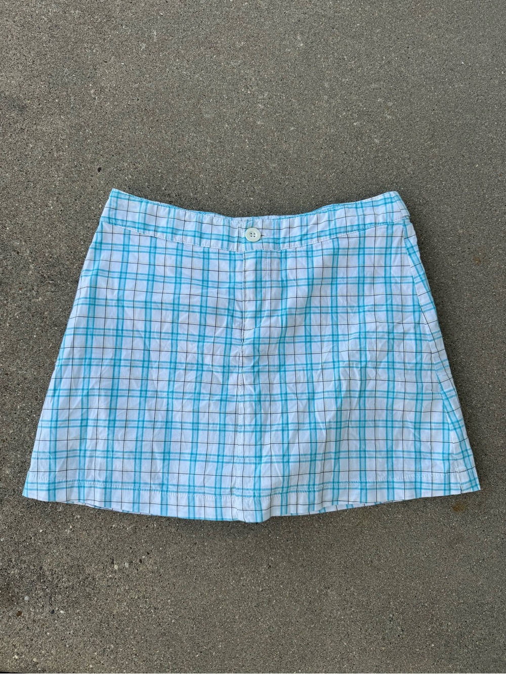 Y2K White & Light Blue Plaid Mini Skirt